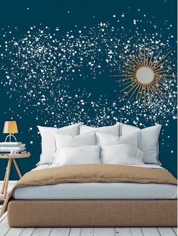 Fresque Celeste - Bleu Nuit - L.234 x H.250 cm - Lés A.B.C - WallDecor Semi satiné