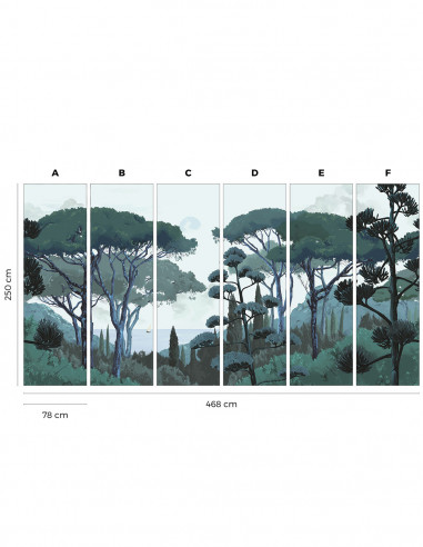 Toscane Vert - Fresque 2 lés 156 cm