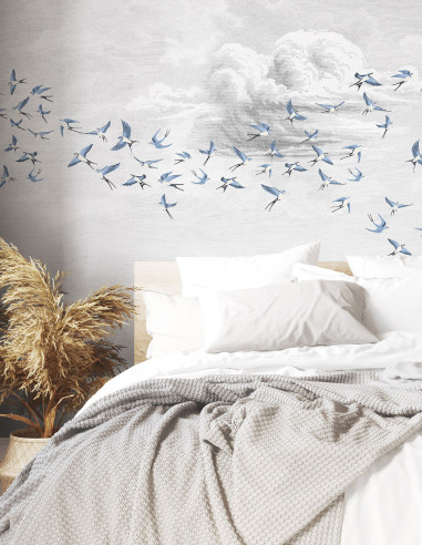 Swallow Cloud Bleu Fumée - Wallpanel...