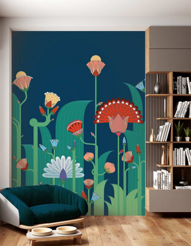 Jardin Exotique Bleu - Wallpanel 2...