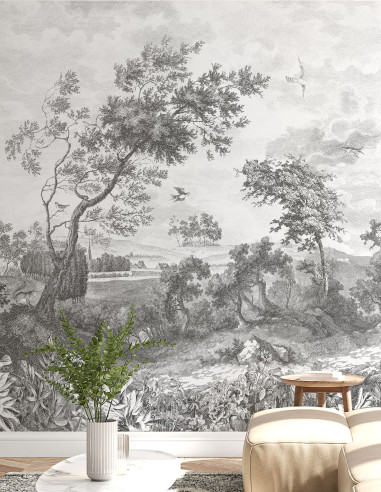 Fontainebleau Grisaille -  Wallpanel