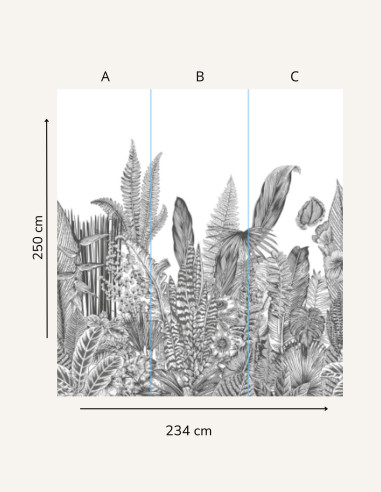 Fresque Botanic - Charbon - L234 x...