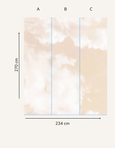 Cumulus Sable - Fresque 3 lés, L234cm...