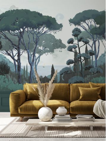 Wallpanel Toscane - Vert - 5 panels A-B-C-D-E of W.78 x H.300 cm - WallDecor semi-satin - Second choice