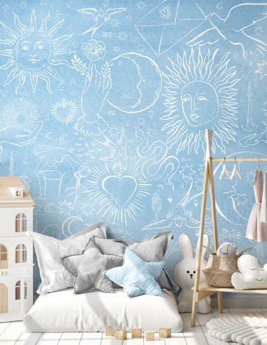 Divin Fond Bleu Célestine - Wallpanel...