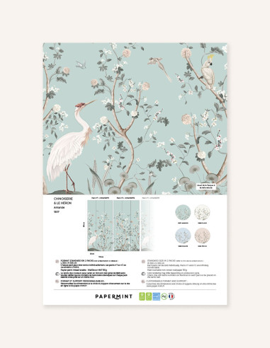 Chinoiserie et le héron Wallpanel...