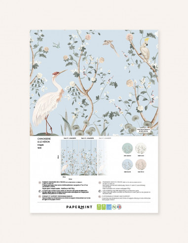 Chinoiserie et le héron Wallpanel...