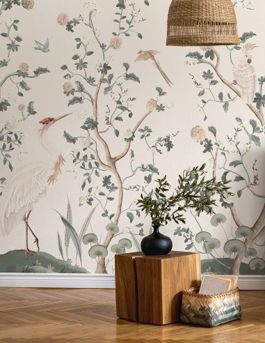 Chinoiserie et le Héron - Wallpanel